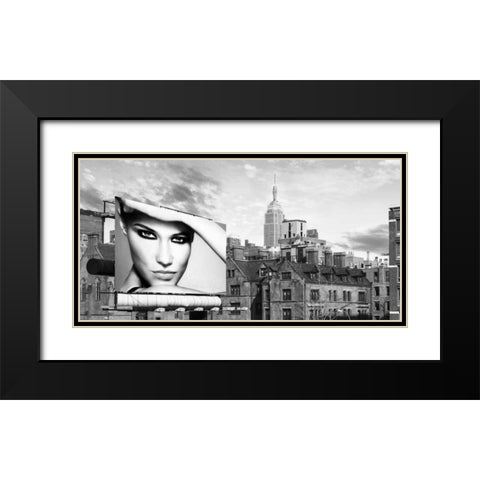 A Billboard in Manhattan Black Modern Wood Framed Art Print with Double Matting by Lauren, Julian