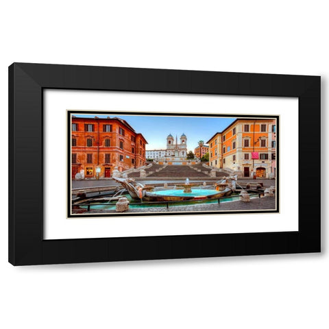 Piazza di Spagna, Roma Black Modern Wood Framed Art Print with Double Matting by Anonymous
