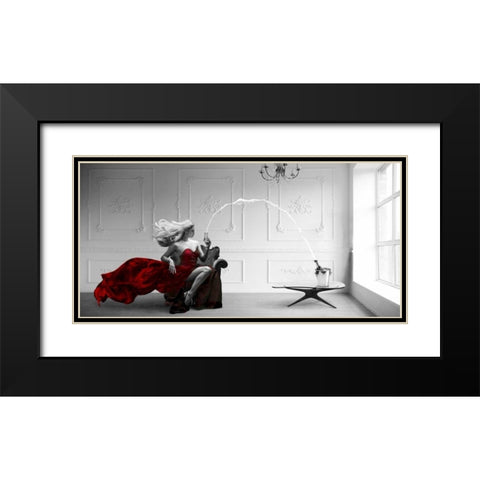 Champagne Zoom Black Modern Wood Framed Art Print with Double Matting by Lauren
