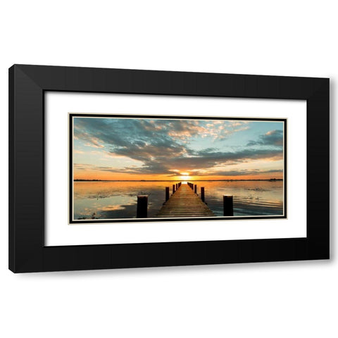 Morning Lights on a Jetty (detail) Black Modern Wood Framed Art Print with Double Matting by Pangea Images