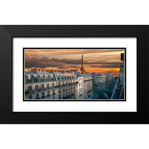 Morning in Paris Black Modern Wood Framed Art Print with Double Matting by Pangea Images