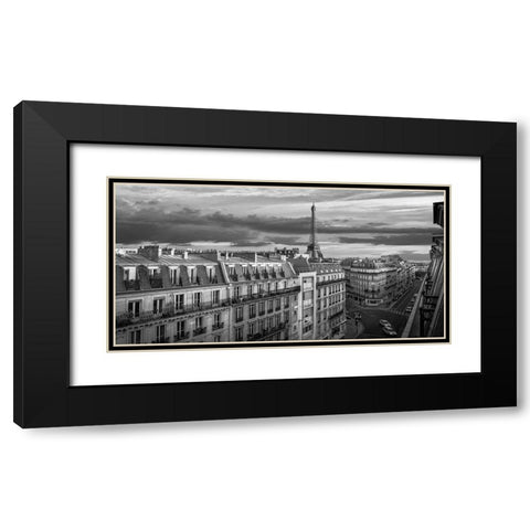 Morning in Paris (BW) Black Modern Wood Framed Art Print with Double Matting by Pangea Images