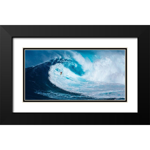 Surfing the big wave, Tasmania (detail) Black Modern Wood Framed Art Print with Double Matting by Pangea Images