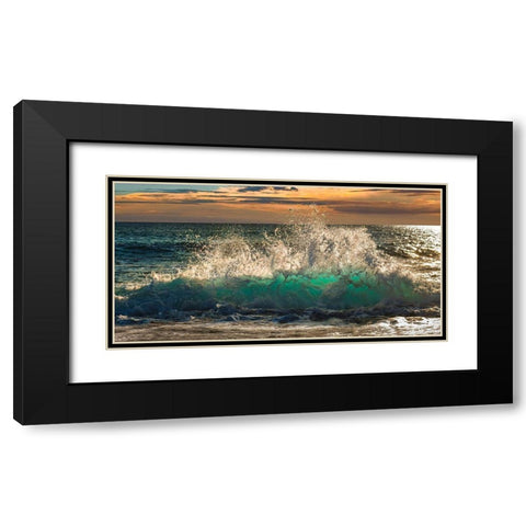 Wave crashing on the beach, Kauai Island, Hawaii (detail) Black Modern Wood Framed Art Print with Double Matting by Pangea Images