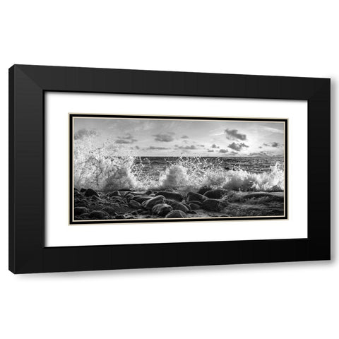 Waves crashing, Point Reyes, California (detail, BW) Black Modern Wood Framed Art Print with Double Matting by Pangea Images