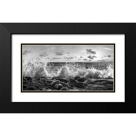 Waves crashing, Point Reyes, California (detail, BW) Black Modern Wood Framed Art Print with Double Matting by Pangea Images