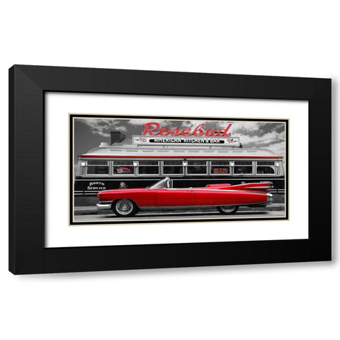Vintage Beauty and Diner (Red) Black Modern Wood Framed Art Print with Double Matting by Gasoline Images