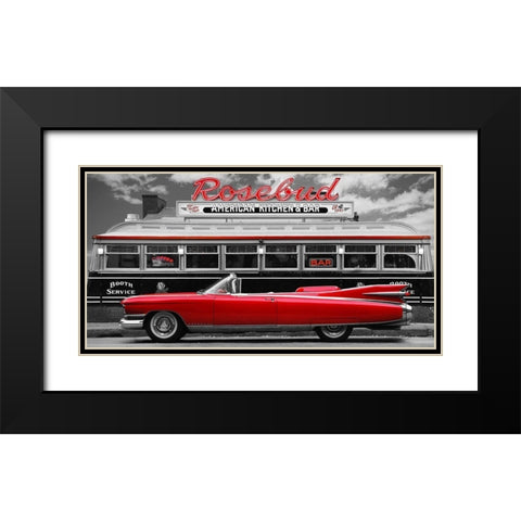 Vintage Beauty and Diner (Red) Black Modern Wood Framed Art Print with Double Matting by Gasoline Images