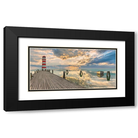 Lighthouse of Tranquillity Black Modern Wood Framed Art Print with Double Matting by Pangea Images
