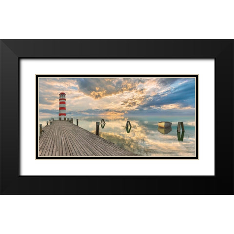 Lighthouse of Tranquillity Black Modern Wood Framed Art Print with Double Matting by Pangea Images