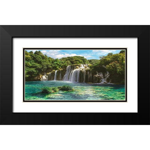 Waterfall in Krka National Park, Croatia Black Modern Wood Framed Art Print with Double Matting by Pangea Images