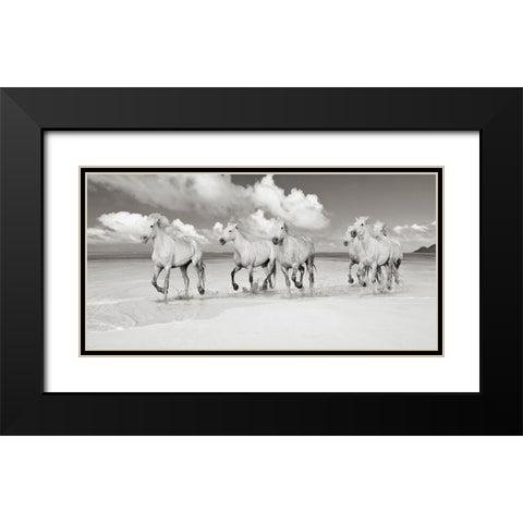 Band of Brothers- Lanikai Beach- Hawaii (BW) Black Modern Wood Framed Art Print with Double Matting by Pangea Images