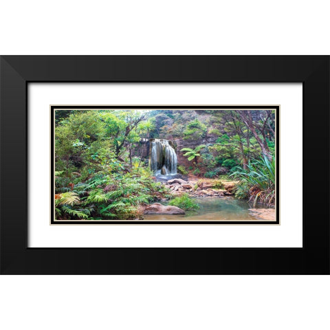 Rainforest waterfall Black Modern Wood Framed Art Print with Double Matting by Pangea Images