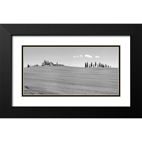 Strada del Brunello-Tuscany (BW) Black Modern Wood Framed Art Print with Double Matting by Pangea Images