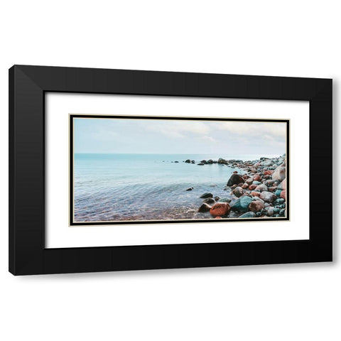 Pebbles on the Beach Black Modern Wood Framed Art Print with Double Matting by Pangea Images