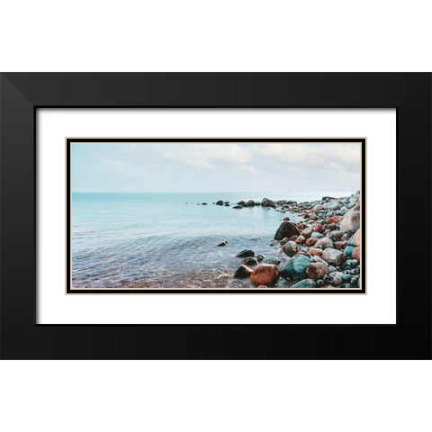 Pebbles on the Beach Black Modern Wood Framed Art Print with Double Matting by Pangea Images