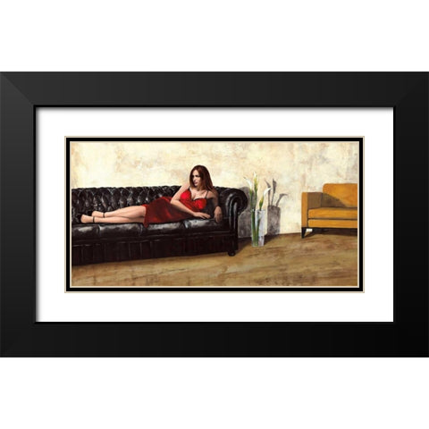 The Black Sofa Black Modern Wood Framed Art Print with Double Matting by Antinori, Andrea
