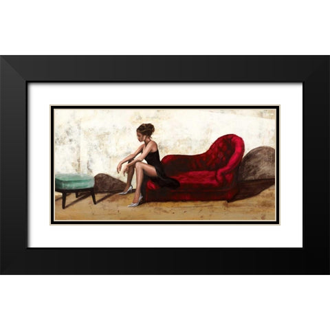 The Red Sofa Black Modern Wood Framed Art Print with Double Matting by Antinori, Andrea