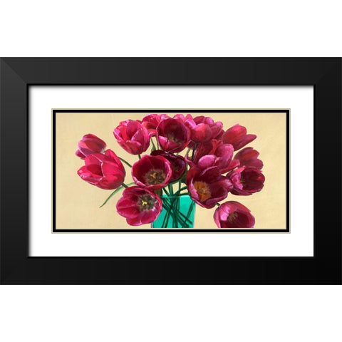 Red Tulips in a Glass Vase (detail) Black Modern Wood Framed Art Print with Double Matting by Antinori, Andrea
