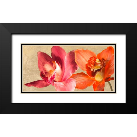 Two Orchids Black Modern Wood Framed Art Print with Double Matting by Antinori, Andrea