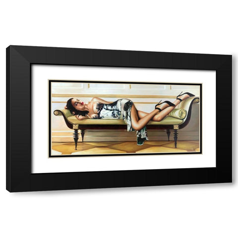 Deco Lady Black Modern Wood Framed Art Print with Double Matting by Benson, Pierre