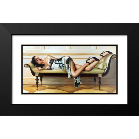 Deco Lady Black Modern Wood Framed Art Print with Double Matting by Benson, Pierre