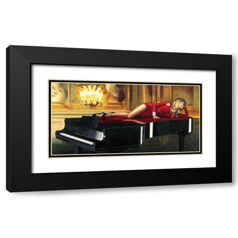 Piano Lady Black Modern Wood Framed Art Print with Double Matting by Benson, Pierre