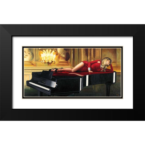 Piano Lady Black Modern Wood Framed Art Print with Double Matting by Benson, Pierre