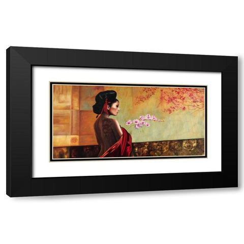 Wild Orchid Black Modern Wood Framed Art Print with Double Matting by Benson, Pierre