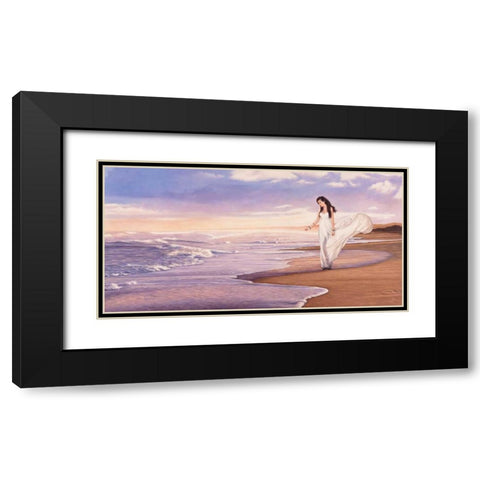 Ocean Waves Black Modern Wood Framed Art Print with Double Matting by Benson, Pierre