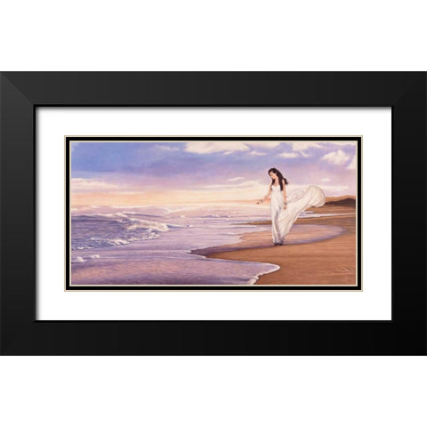 Ocean Waves Black Modern Wood Framed Art Print with Double Matting by Benson, Pierre