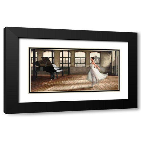 Dim light Ballerina  Black Modern Wood Framed Art Print with Double Matting by Benson, Pierre