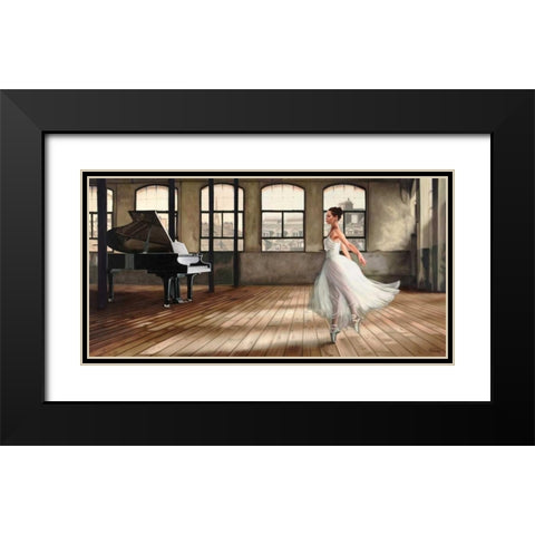 Dim light Ballerina  Black Modern Wood Framed Art Print with Double Matting by Benson, Pierre