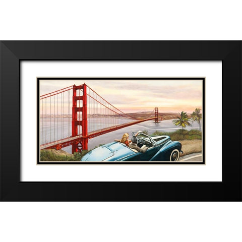 Golden Gate View Black Modern Wood Framed Art Print with Double Matting by Benson, Pierre
