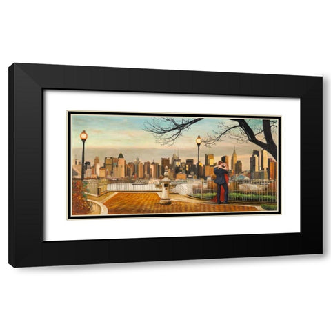 Lovers in New York Black Modern Wood Framed Art Print with Double Matting by Benson, Pierre