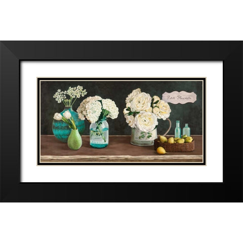 Petit Fleuriste Black Modern Wood Framed Art Print with Double Matting by Benson, Pierre