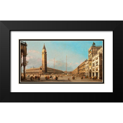 Piazza San Marco Looking South and West Black Modern Wood Framed Art Print with Double Matting by Canaletto