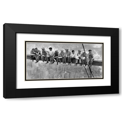 New York Construction Workers Lunching on a Crossbeam 1932 Black Modern Wood Framed Art Print with Double Matting by Ebbets, Charles C.