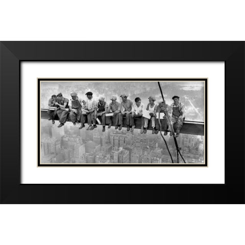 New York Construction Workers Lunching on a Crossbeam 1932 Black Modern Wood Framed Art Print with Double Matting by Ebbets, Charles C.