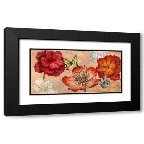 Flowers and Butterflies (Neutral)  Black Modern Wood Framed Art Print with Double Matting by Grant, Eve C.