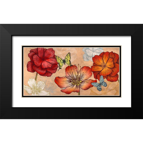 Flowers and Butterflies (Neutral)  Black Modern Wood Framed Art Print with Double Matting by Grant, Eve C.