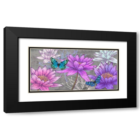 Nympheas and Butterflies (Ash) Black Modern Wood Framed Art Print with Double Matting by Grant, Eve C.