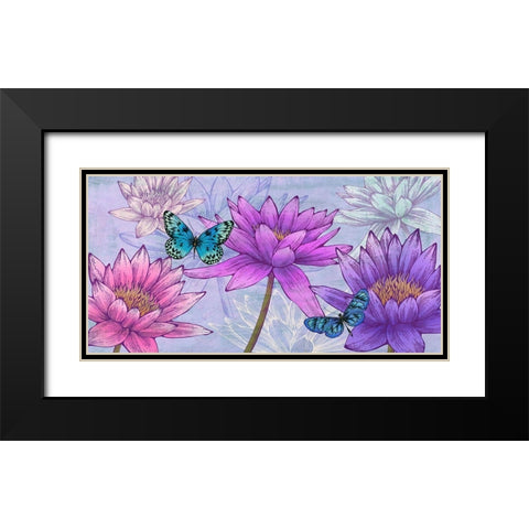 Nympheas and Butterflies Black Modern Wood Framed Art Print with Double Matting by Grant, Eve C.