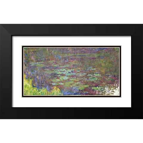 Waterlilies at Sunset Black Modern Wood Framed Art Print with Double Matting by Monet, Claude