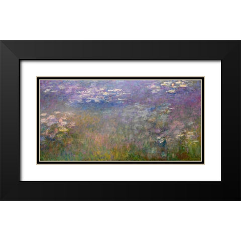 Water Lilies Black Modern Wood Framed Art Print with Double Matting by Monet, Claude