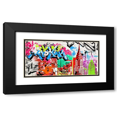 Pop Manhattan Black Modern Wood Framed Art Print with Double Matting by Teller, Skip