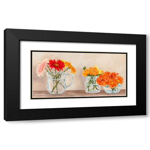 Fleurs et Vases Jaune Black Modern Wood Framed Art Print with Double Matting by Dellal, Remy