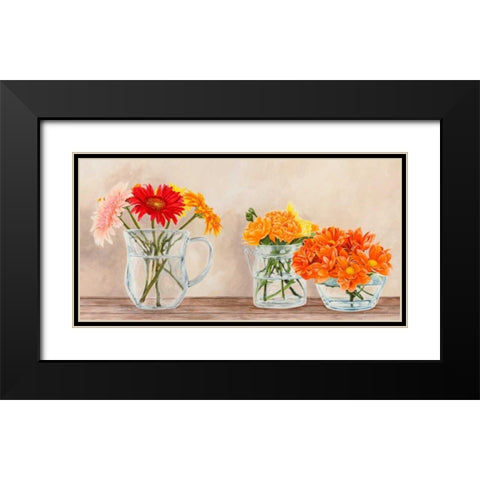 Fleurs et Vases Jaune Black Modern Wood Framed Art Print with Double Matting by Dellal, Remy