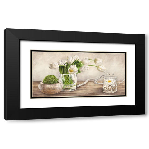 Arrangement with Tulips Black Modern Wood Framed Art Print with Double Matting by Remy, Dellal