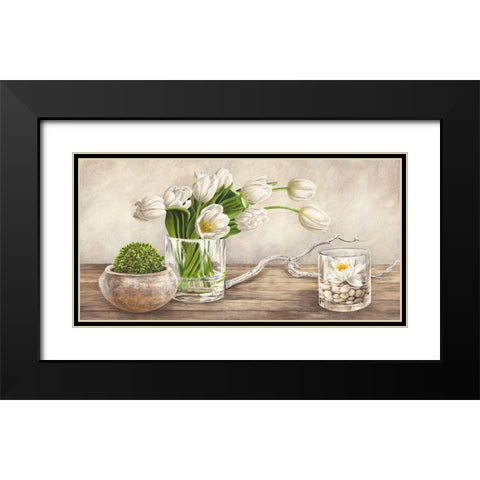 Arrangement with Tulips Black Modern Wood Framed Art Print with Double Matting by Remy, Dellal